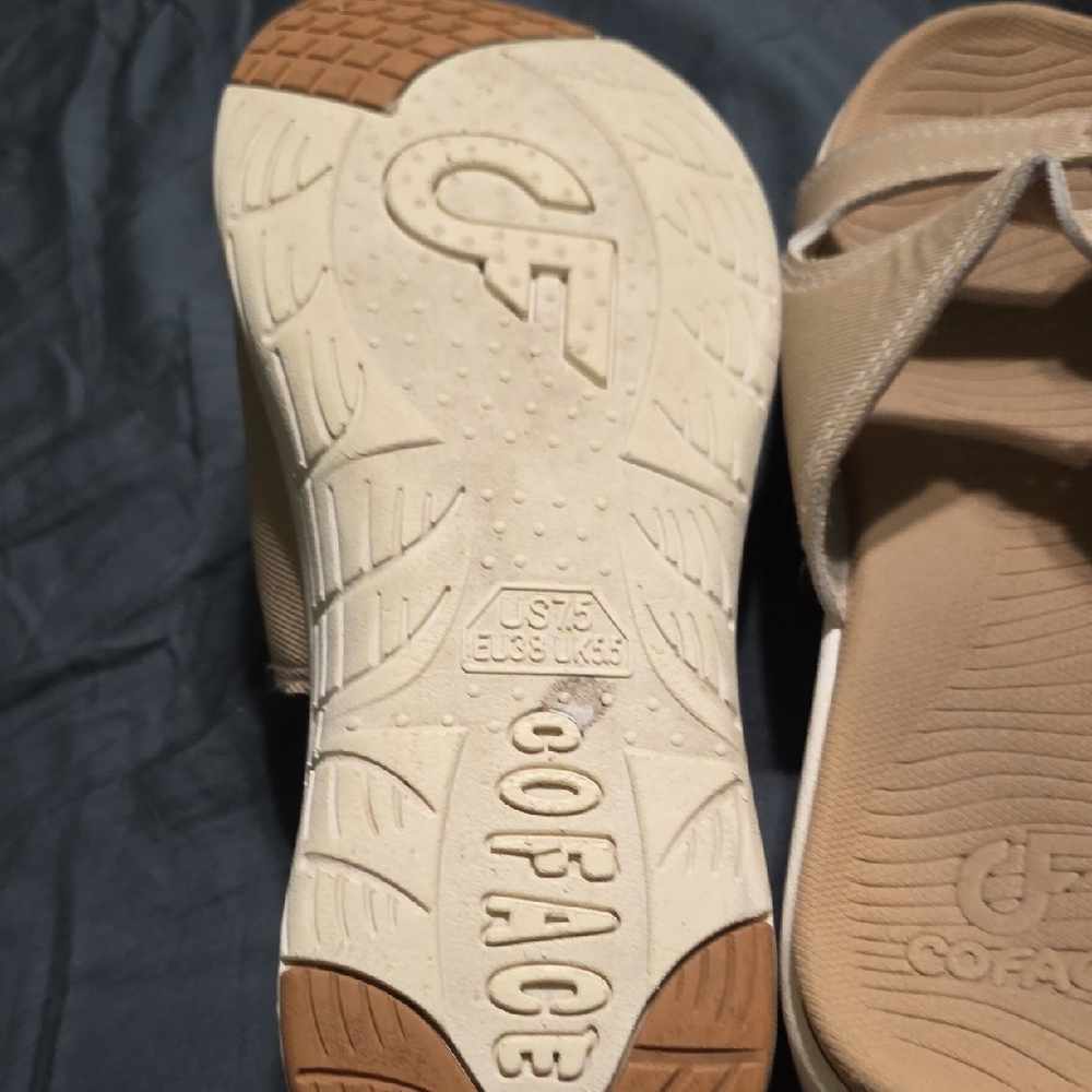 Beige Slide Sandals with Decorative Buckles - Picture 3 of 4